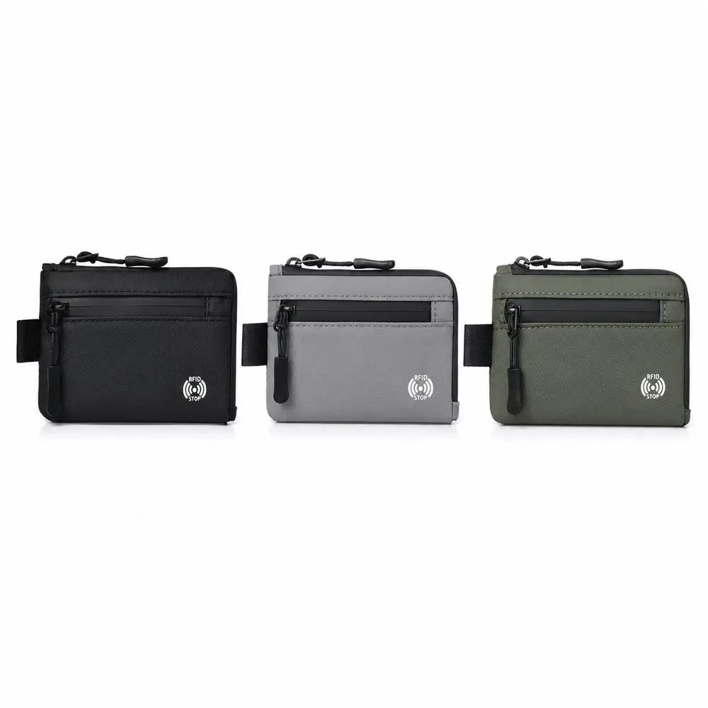 Portable RFID Blocking Rfid Credit Card Holder Ultra-Thin Anti-Theft Men Wallets Nylon Zipper Zipper Coin Purse