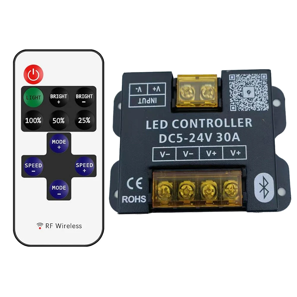 LED Strip Light Strip Dimming Color Matching Wireless Bluetooth Music Voice Control High-Power 30 amp Regulator Controller