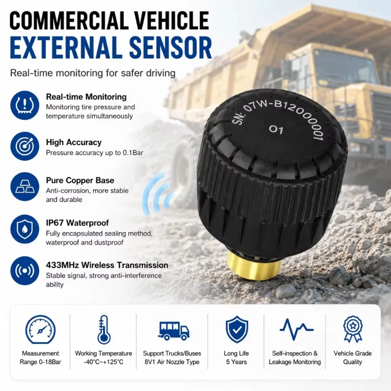 4G Cloud Mining Truck Fleet Management External Sensor Heavy Duty Vehicle TPMS Sensor TPMS Tire Pressure Monitoring System