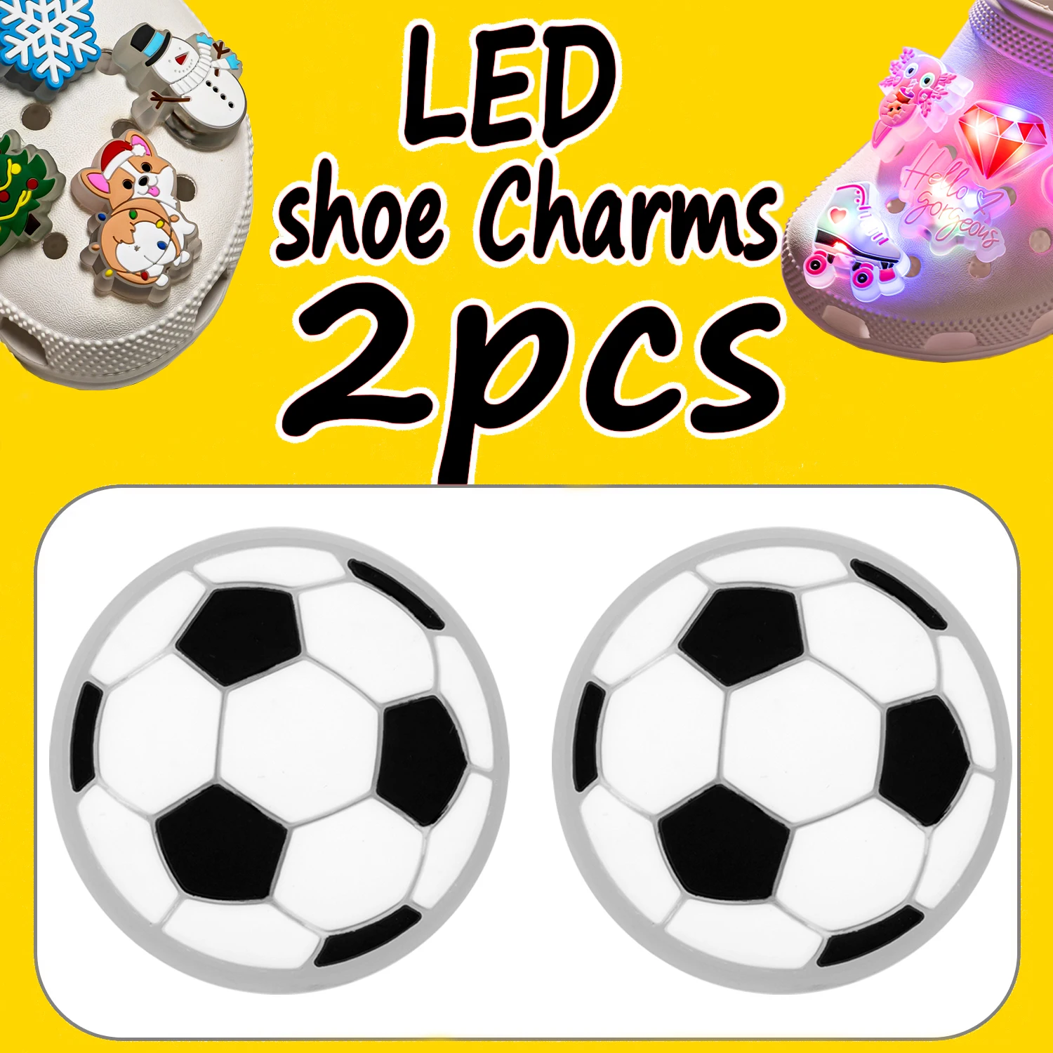 2PCS LED Pins for Kids Lighted Shoe Charms Animals Game Controller Shoe Accessories Duck Cat Decoration Buckle Girl Boy Ornament