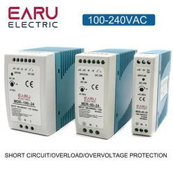 AC100-240V Input Mini Din Rail Switch Power Supply Voltage Transformer MDR-10W 20W 40W 60W 100W DC 5V 12V 15V 24V 36V 48V Output