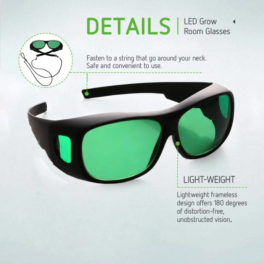 Plant Light Eye Protect LED Grow Room Glasses with Glasses Case UV Polarizing Goggles for Grow Tent Greenhouse Eyewear