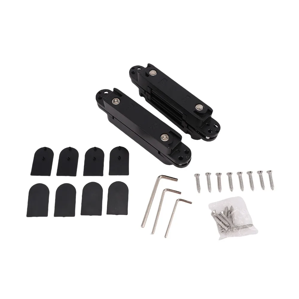 2pcs 180 Degree Adjustable Invisible Door Hinges 40kg Load-Bearing 150x25mm Hidden Door Hinges Zinc Alloy Matte Black Finish