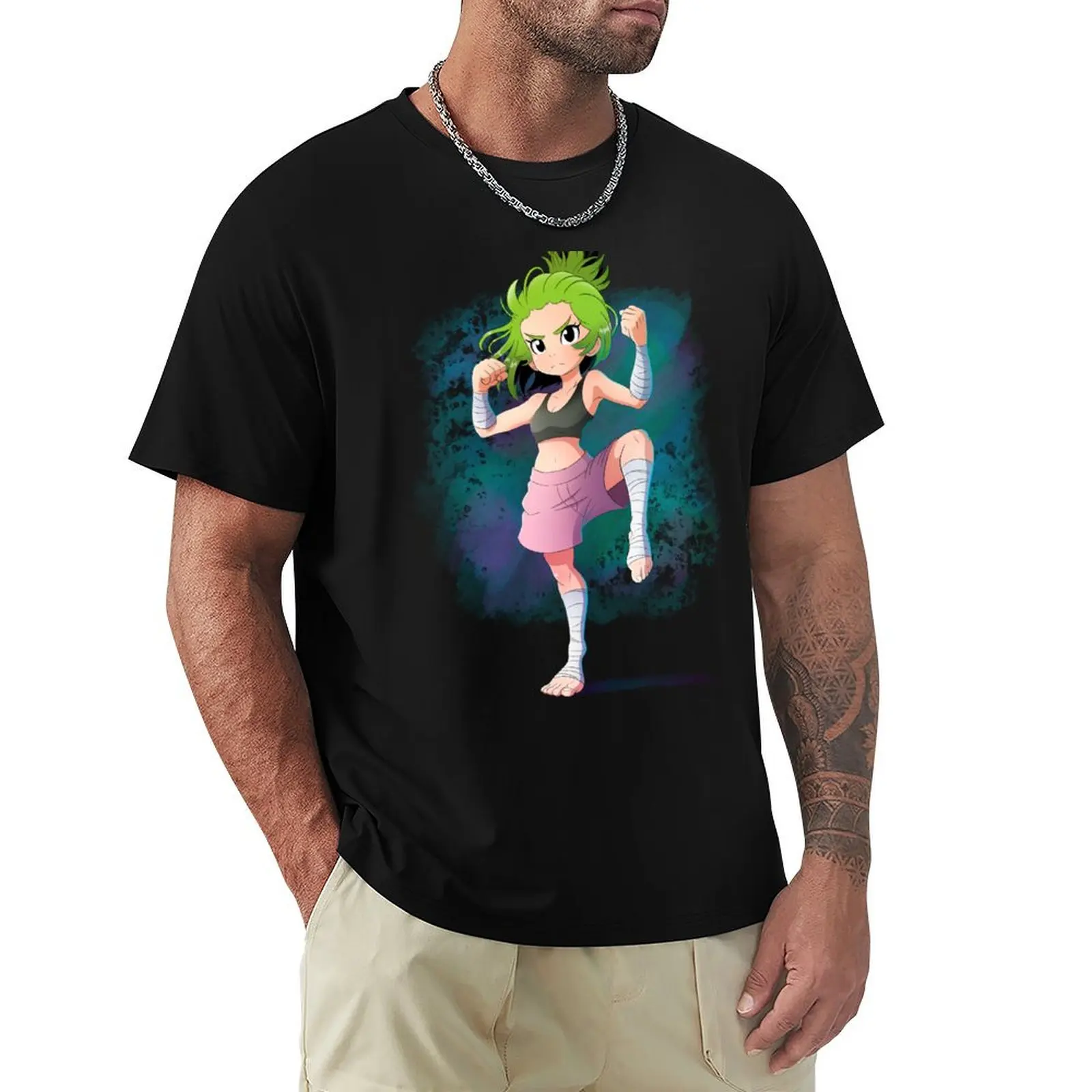 

Green haired Muay Thai girl T-Shirt anime figures shirts graphic tee graphic tee shirt anime tshirt anime shirts men