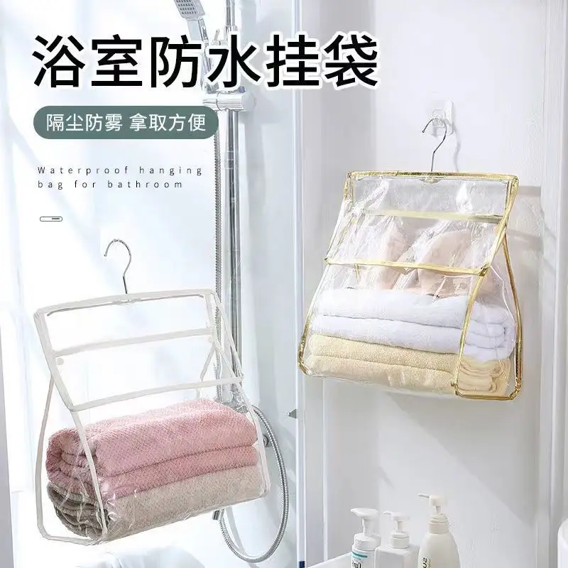 PVC Waterproof Hanging Makeup Bag Wall Hanging Organizer Storage Bag Bathroom Shower Accessories Towel Clothes Organizer