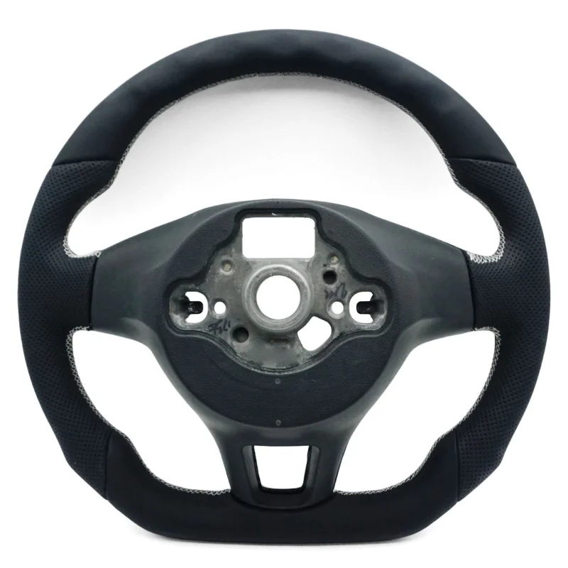 For Multivan T6, semi-perforated gold beige thread with carbon fiber button frame for steering wheel base