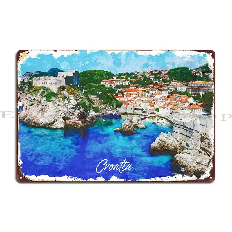 Dubrovnik Beach Croatia Metal Sign PaintingPainting Wall Mural Design Mural Tin Sign Poster