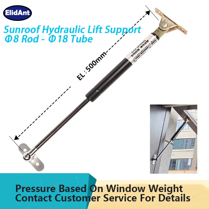 

1 шт., гидравлический подъемник для люка, 500 мм, газовая стойка для вентиляции мансард, окна, крыши, телескопические подъемные пружины, Т-образные кронштейны