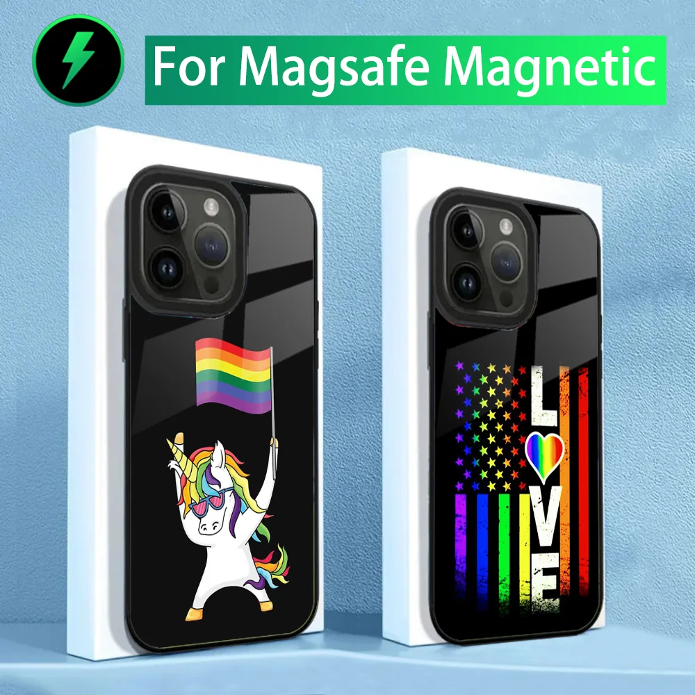 

LGBT Rainbow Gay Lesbian Phone Case For iPhone 16,15,14,13,12,11,Plus,Pro,Max Mini Magsafe Magnetic Wireless Charging