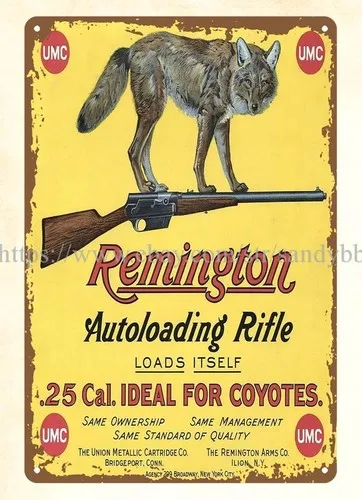 garden  reproductions Remington Rifle firearm ammo hunting fox metal tin sign