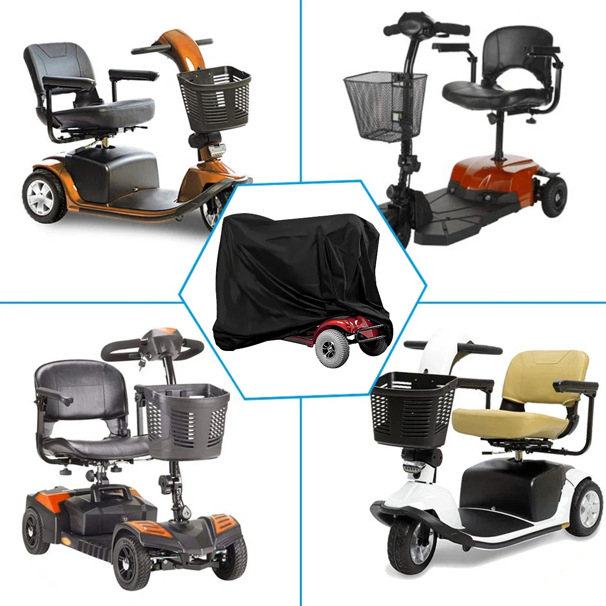 Mobility Scooter Cover Waterproof Wheelchair Storage Cover 190D Oxford Fabric Rain Protector Dustproof Bicycle Motorcycle Cover image 3