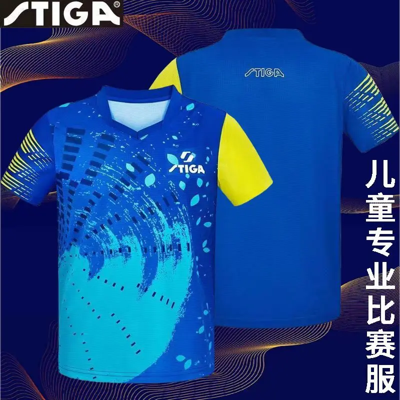 STIGA-T-shirt de sport de tennis de table pour enfants, haut à manches courtes