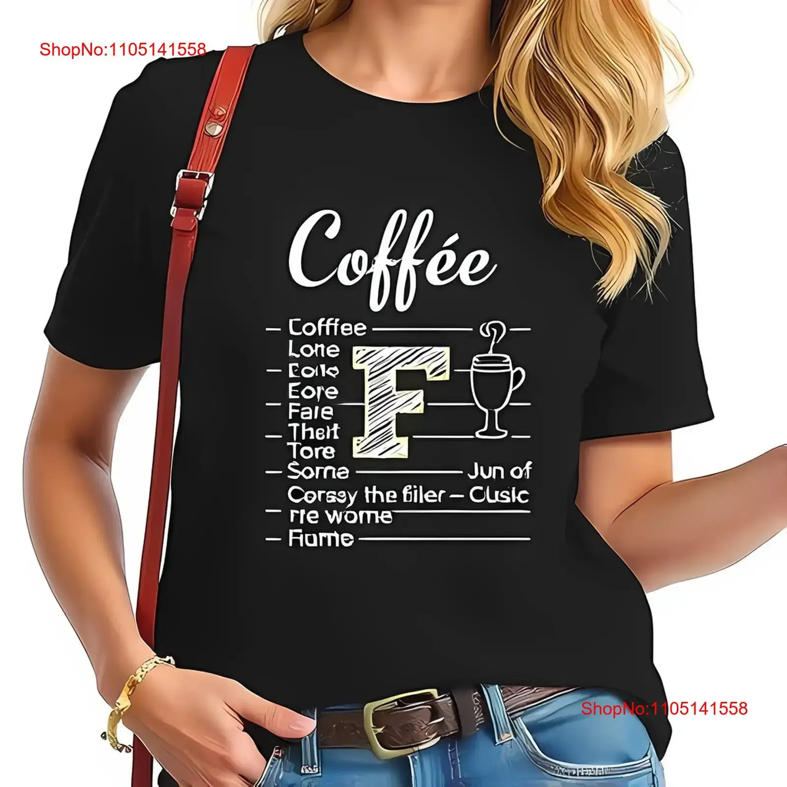 Whimsical Coffee T Shirt for Women Elegant Script 'Coffée' Design All cotton vintage Washed fashion Slightly graphic Stylish