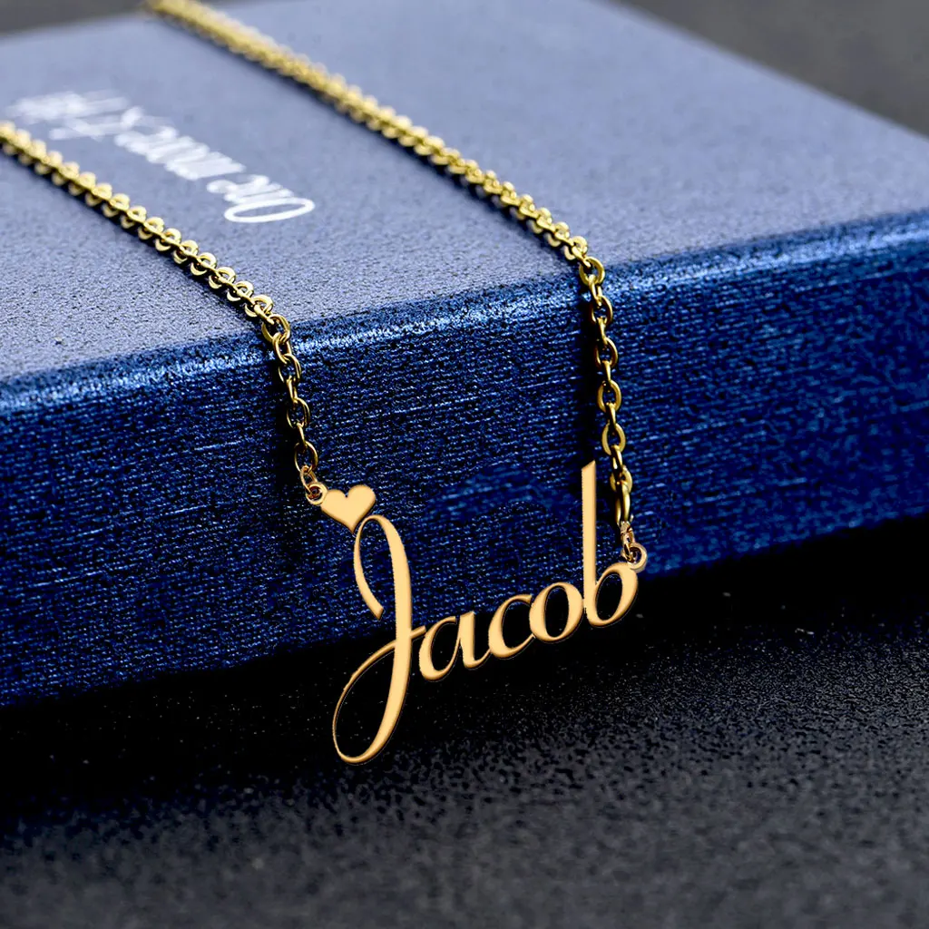 

Gold Plated Personalized Jacob Name Necklace for Women Stainless Steel Jewelry Nameplate Pendant for Mothers Girlfriend Gift