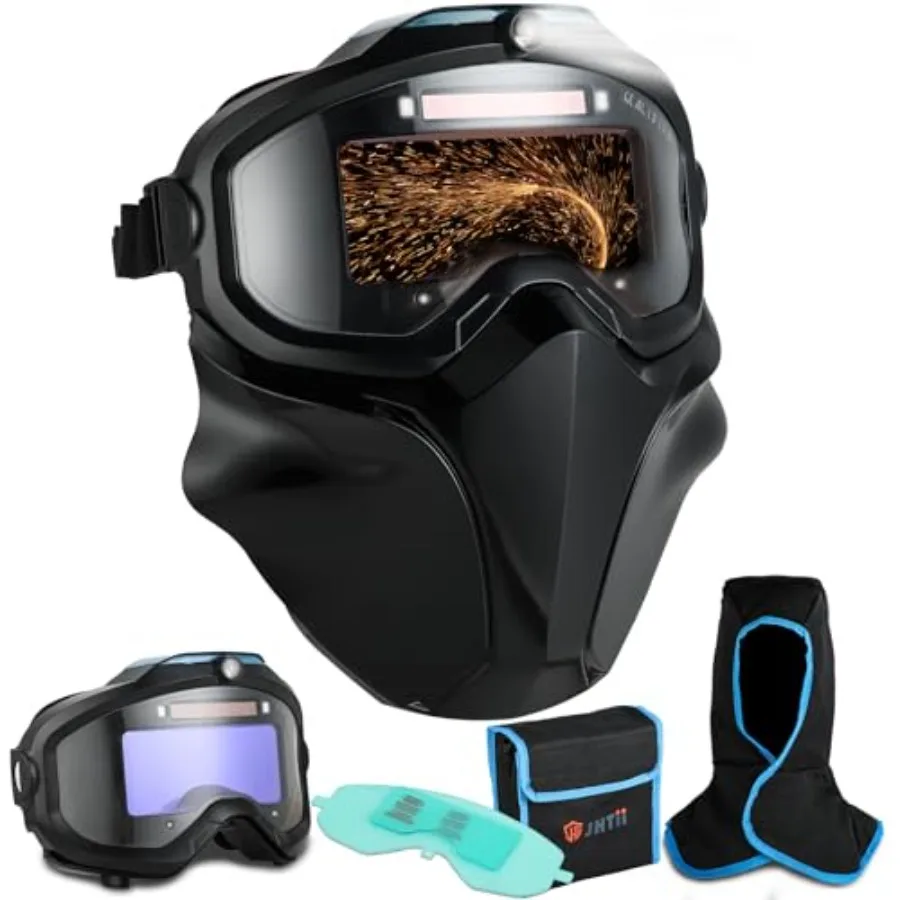

Auto Darkening Welding Goggles, 4 Arc Sensor, LED Lighting, Digital LCD Lens, Type-C Charging, Welding Hood with Drape