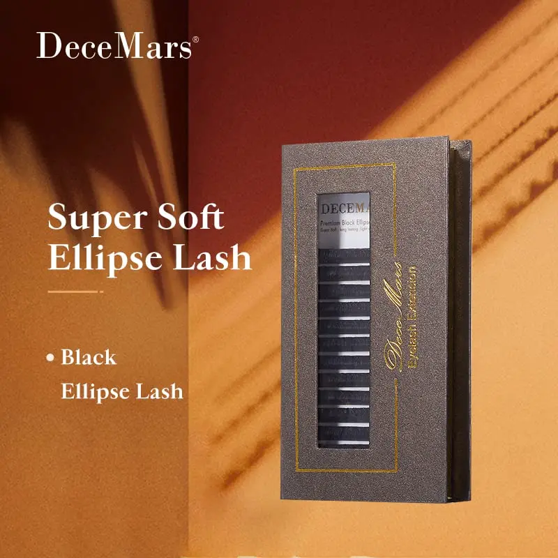 DeceMars Oval Flat False Eyelash Extender 0.15mm C Curl Matte Black Soft Light 11mm Length for Personal Use Or Salon