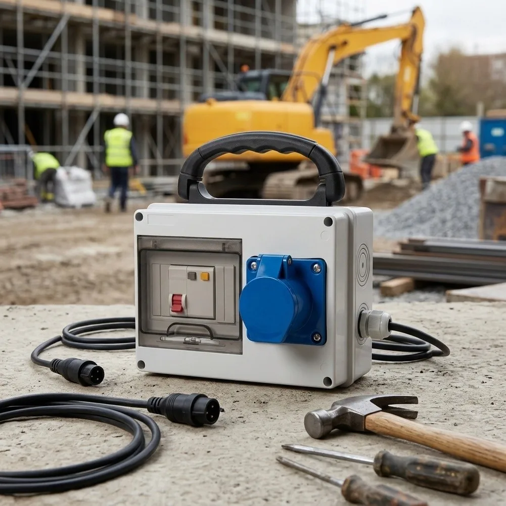 Portable Industrial Power Distribution Box for For construction Applications with Standardized Socket Interfaces and