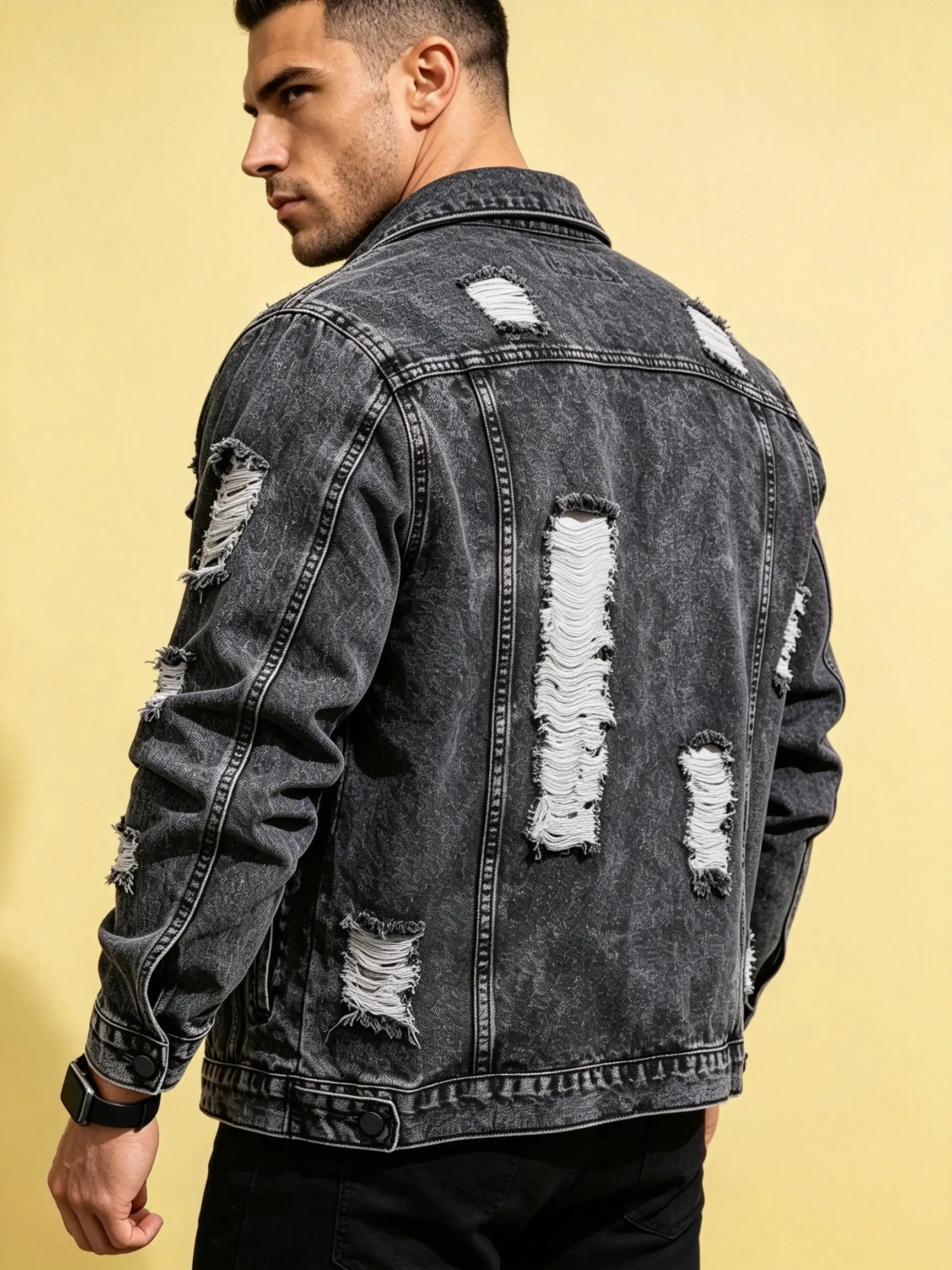 Retro Y2K Lapel Denim Jacket, American Urban Street Style Outerwear, Perfect Gift For Boyfriend Husband