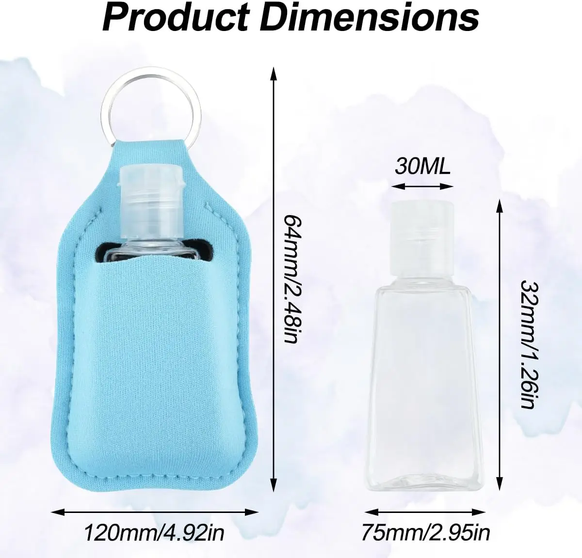 80pcs Hand Sanitizer Keychain Holders Set 40Pcs Hand Sanitizer Holder 40Pcs Reusable Flip Cap Travel Bottles for Hand Sanitizer