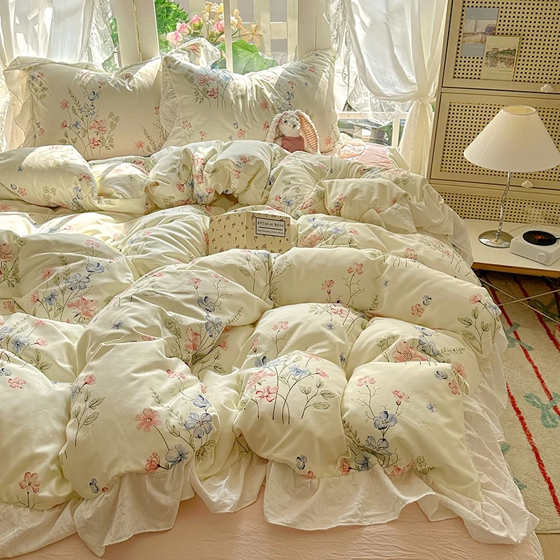 3pcs Provence style Duvet Cover Set (1*Duvet Cover + 2*Pillowcase, Without Core),soft fabricBedding Set
