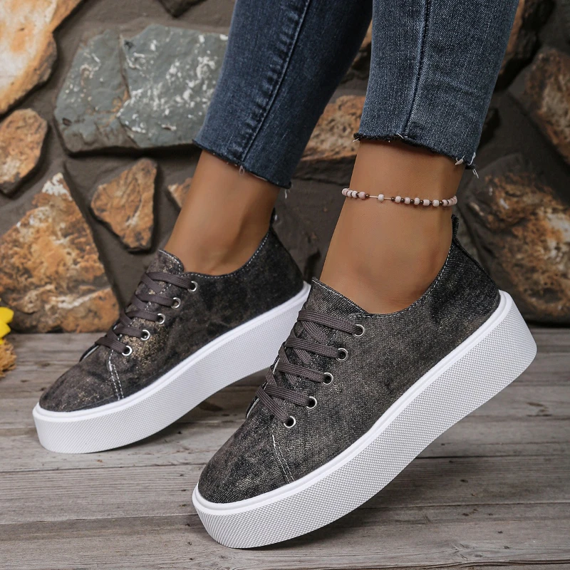 

Sneakers Women New Sports Shoes Spring Autumn Fashion Round Toe Lace Up Loafers Comfortable Lightweight Flat Shoes for Women