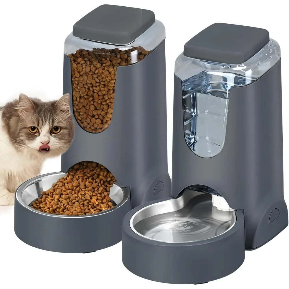 

Automatic Cat Feeder and Water Dispenser with Stainless Steel Bowl Dog Gravity Food Feeder and Waterer for Small Medium Pets Pup