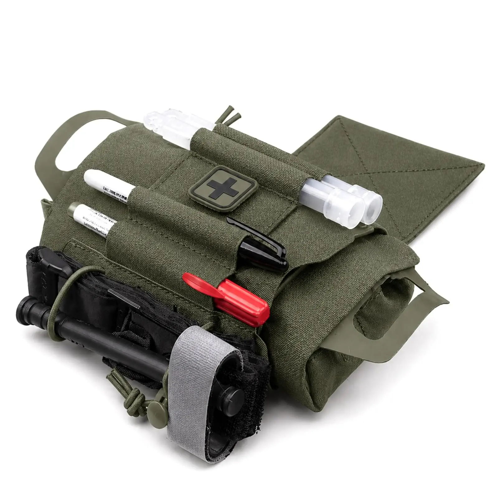 Tactical IFAK Pouch 1000D Nylon Molle Medical Bag Compact Trauma Kit with Quick Access Pull Tabs for Military Hiking Range Car