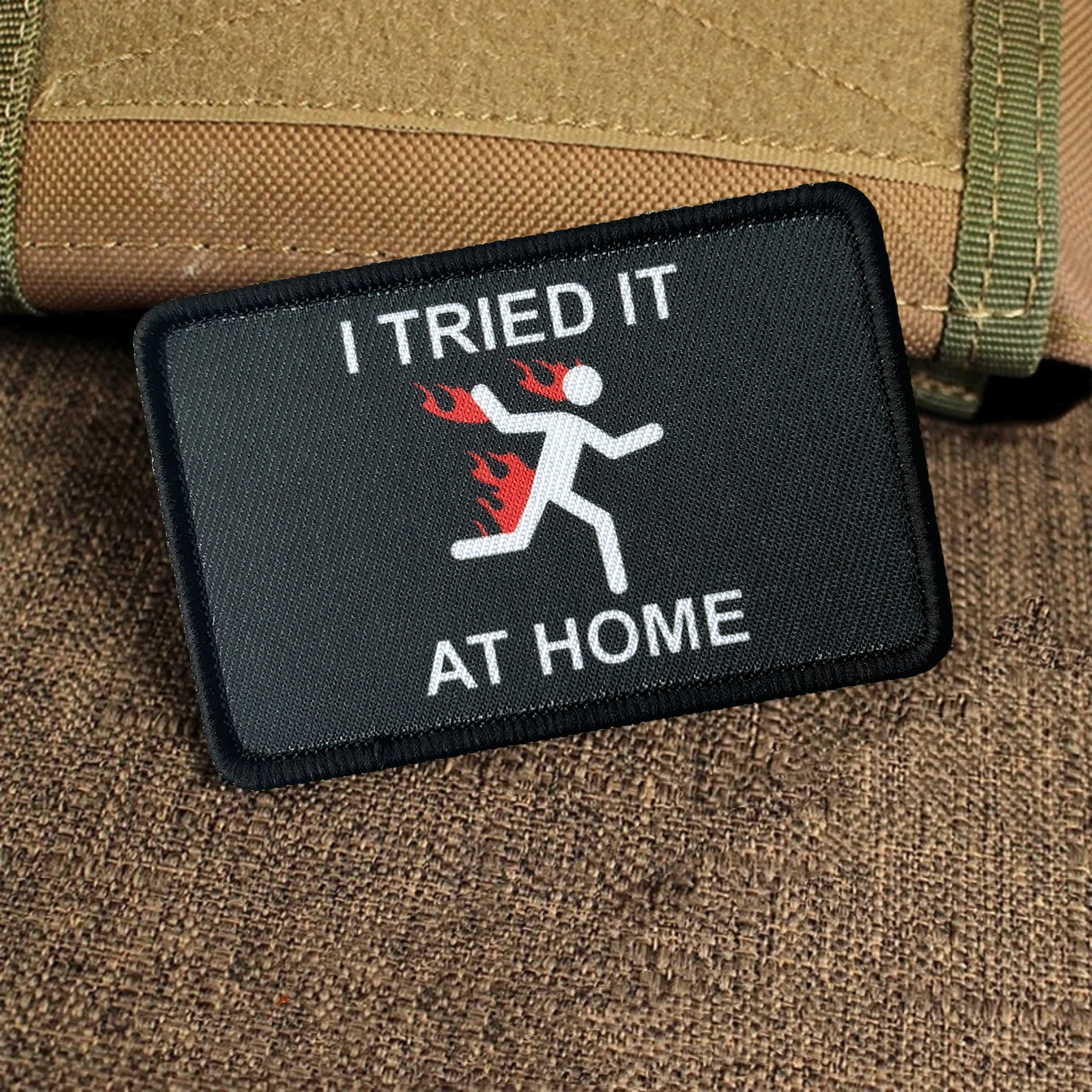 

Do Not Try This Joke Patch At Home Tactical Patches Fun Hook&Loop Meme Patch Military Army Morale Badge Backpack Stickers