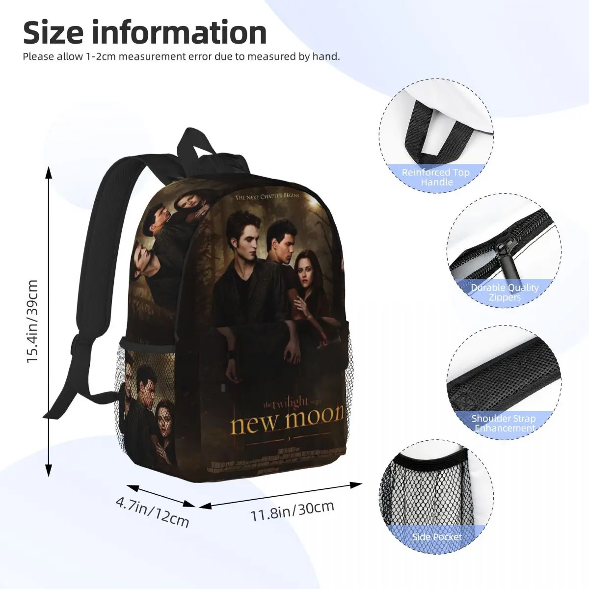 The Twilight Saga Edward Cullen Backpack Student BookBag Children School Bag Computer Shoulder Bags for Boys Girls