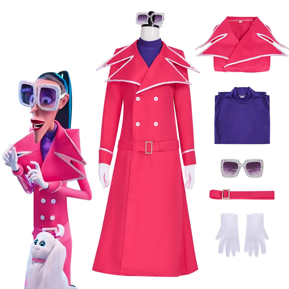 

Valentina Cosplay Uniform Clothing Cartoon Despicable Coat Gloves Belt Glasses Adult Costume Outfits Halloween Fancy Party Suit
