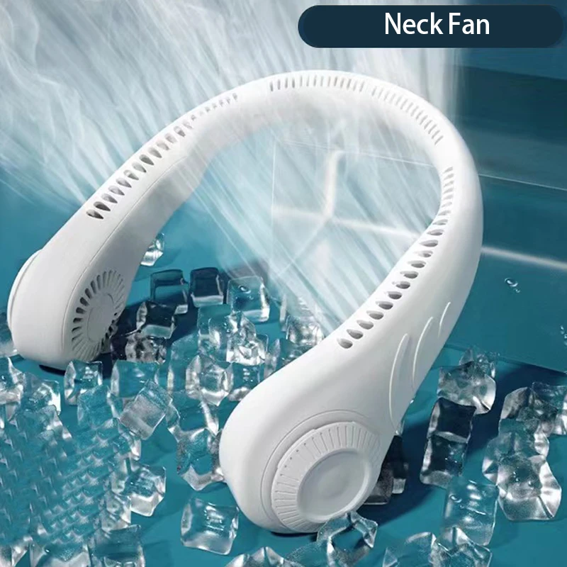 Hot Summer Selling Mini Silent Cooling Fan USB Rechargeable Portable Wearable Leaf-Less Outdoor Sports Neck Fan