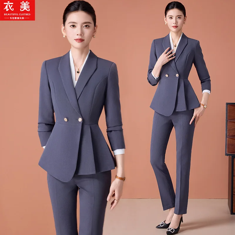 

Профессиональный комплект костюма для женщин, весна и осень, элегантный стиль богини, высококачественная униформа для приема в стойку регистрации отеля, красота S