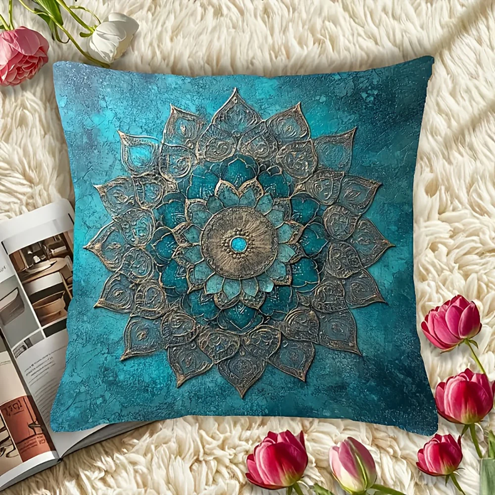 2D Printed Pillow cover, colorful pattern, Used for sofa bedroom room dormitory home decoration cushion cover.