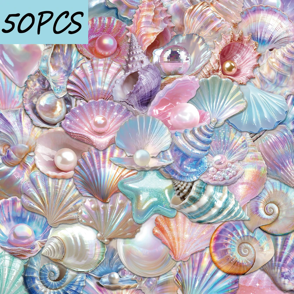 

50 шт. милых мультяшных наклеек серии «Shell», для украшения чехлов для телефонов, гитар, блокнотов, водонепроницаемые наклейки из ПЭТ