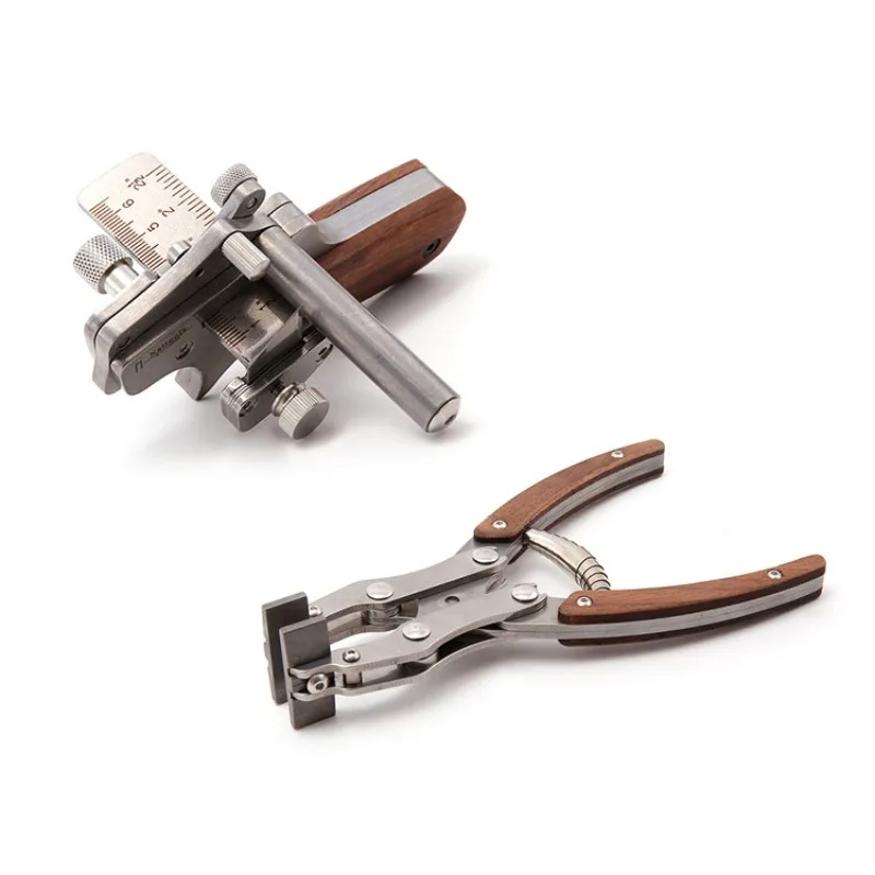 Leather Flat Pliers Stainless Steel Leather Work Clamp Press for Craft Parallel + Cross Structure Labor-Saving