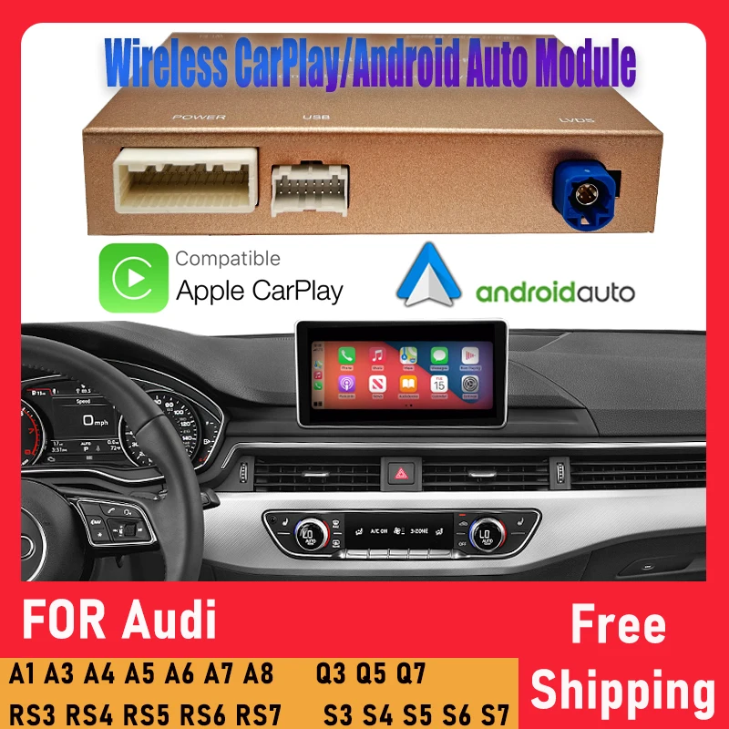 Wireless Apple Carplay Box Android Auto Module For Audi A1 A3 A4 A5 A6 A7 A8 B8 B9 MMI2G MMI3G MIB RMC Multimedia System