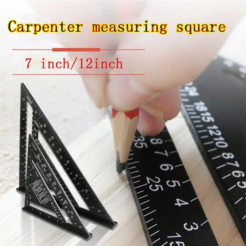 7/12 Inch High Precision Aluminum Alloy Triangle Ruler Protractor Line Scriber Square Measurement Woodworking Tools