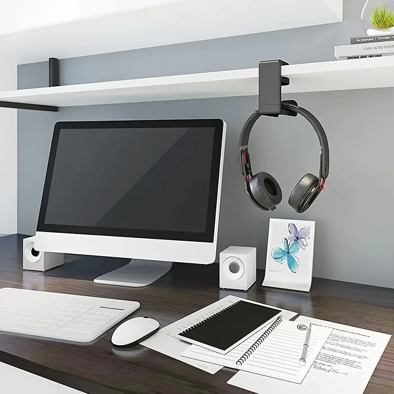 No Punch Table Clip Hook Headphone Holder 360 Degree Rotating Headphone Holder Miscellaneous Storage Hanging