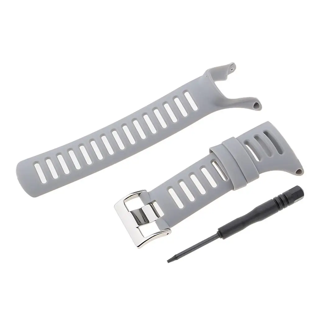 Durable Silicone Watch Replacement Band 24mm Rubber Strap Classic Steel Buckle Size Adjustable for Daily Sports