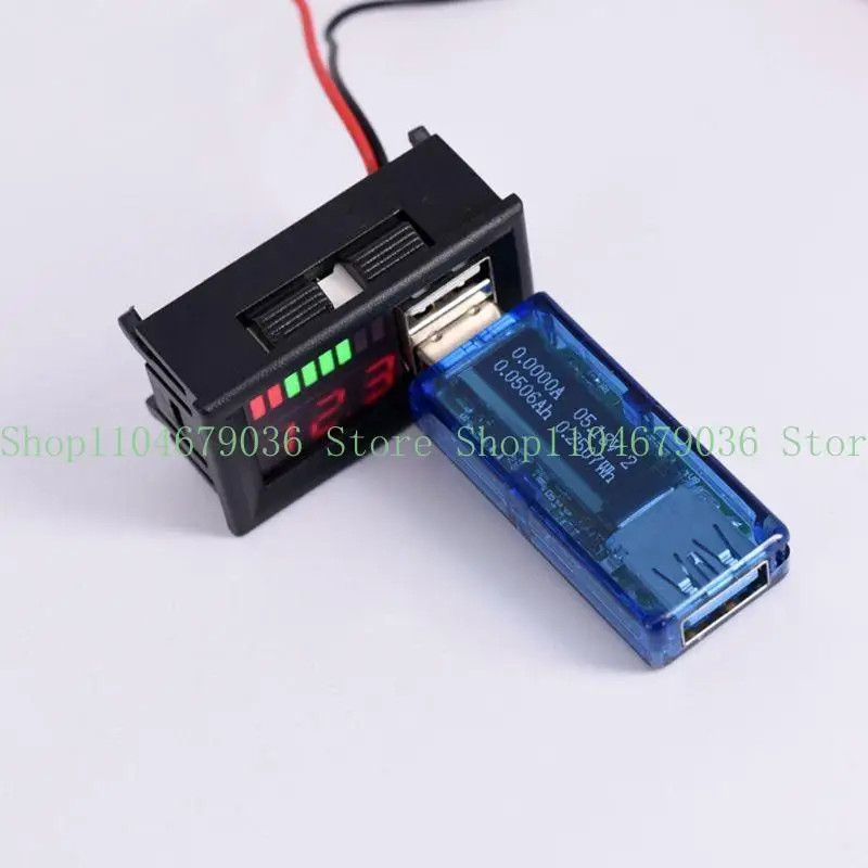 652F 12V LED Panel Digital Voltmeter Dual USB Display Meter for Motorcycle