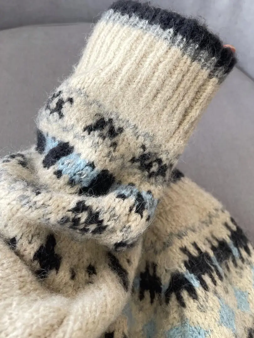 قسط يشعر الرجعية محبوك الجولة Ne المفتوحة سترة المرأة الخريف الشتاء Thiened زر واحد فضفاض معرض جزيرة سترة Jaet