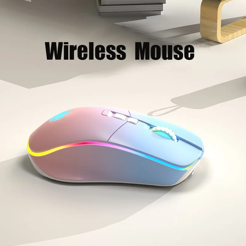 

Wireless Bluetooth Mouse Gradient Color Mute Usb Rechargeable Game Office Computer Accessory Mouse