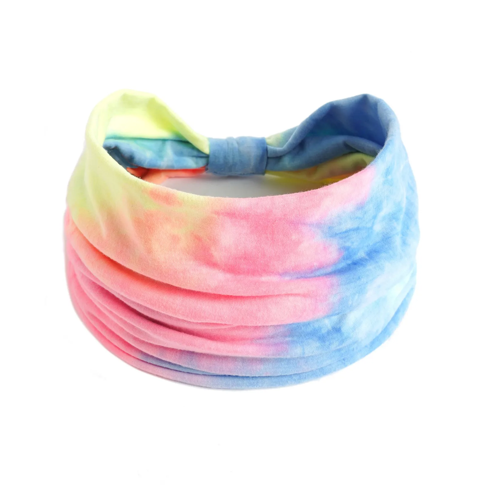 Wide Headbands Women Tie Dye Rainbow Knot Elastic Turban Hairbsports Elastic Sweat Absorbing Headbheadwrap Accessories