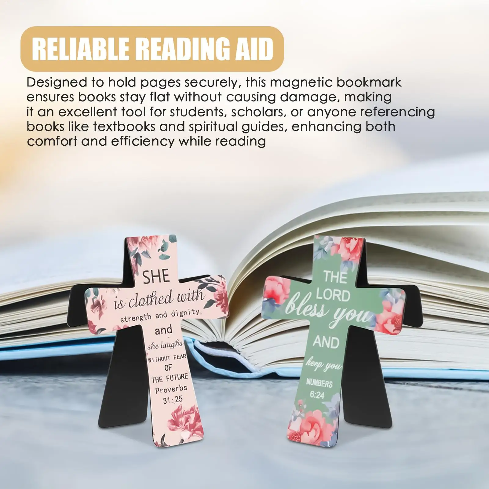 الإشارات المرجعية المسيحية المغناطيسية زهرة 96 قطعة كليب الصليب المغناطيسي صفحة علامة للمدرسة الصلاة التعليم الكنيسة القراءة المنزل