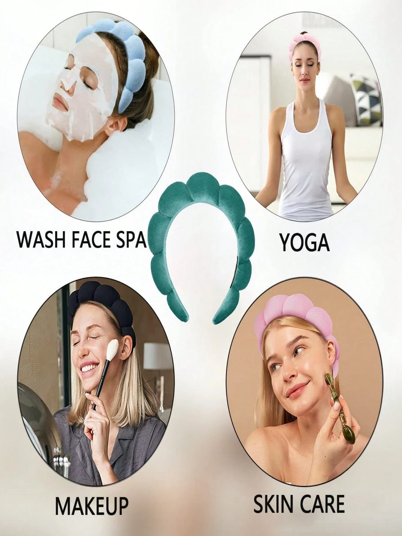 

Spa Headband For Face Washing Makeup Skincare Yoga Non Slip Terry Cloth Padded Hairband For Women
