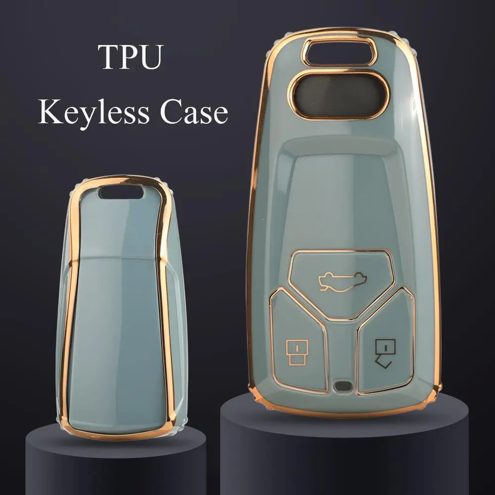 Jingyuqin 3BTN Fashion Soft TPU Car Key Case Fob For Audi A4 B9 A5 A6 8S 8W Q5 Q7 4M S4 S5 S7 TT TTS TFSI RS Protector