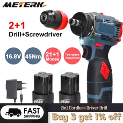 16.8V/21V Brushless 2in1 Cordless Driver Drill Electric Screwdriver Battery Screwdrivers Rotation Ways Drills Screwdriver Tools