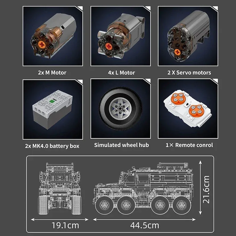 Molde rei 13088 13089 carro técnico brinquedos o rc avtoros shaman 8x8 bloco de construção montagem carro tijolo conjunto crianças presente natal