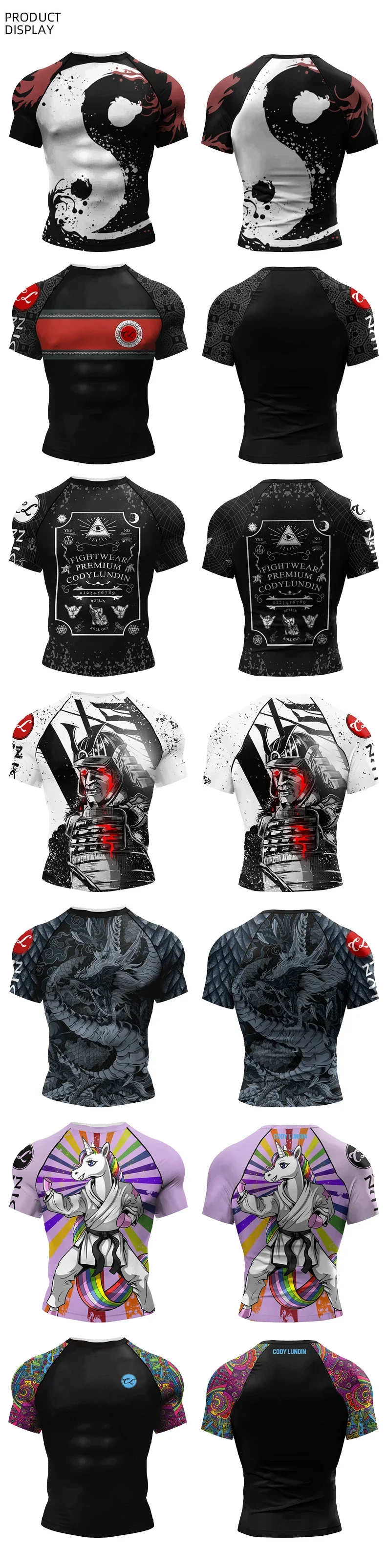 2023 Neue No-Gi BJJ Shirts Jiu-Jitsu Kickbox-Trainings-Rashguards aus Polyester-Spandex mit Kompression und Sublimationsdruck für Sport und Fitness – Detail 5