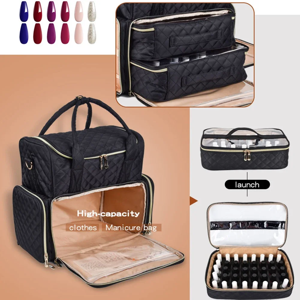 Portable Nail Art Nail Polish Organizer Bag Storage Case Holds Bags Cosmetic Handbag Organizer Travel Carrying For Removable